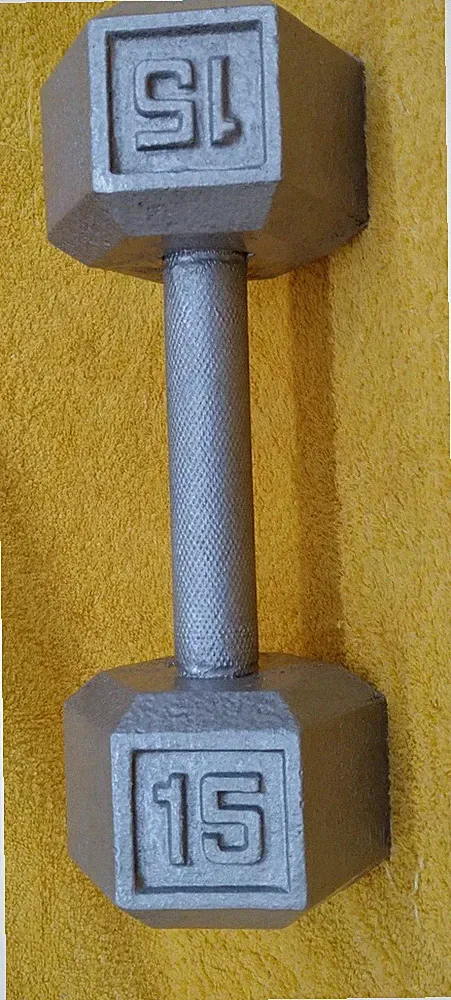 Single 15lb Cast Iron Hex Head Dumbbell