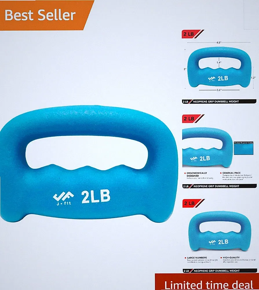 Single 2LB Neoprene Dumbbell - Rust Resistant Non-Slip Hand Weights for Strength