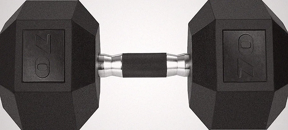Single Cast Iron Hex Dumbbell 60/65/70/75lb Rubber Grip Dumbbell