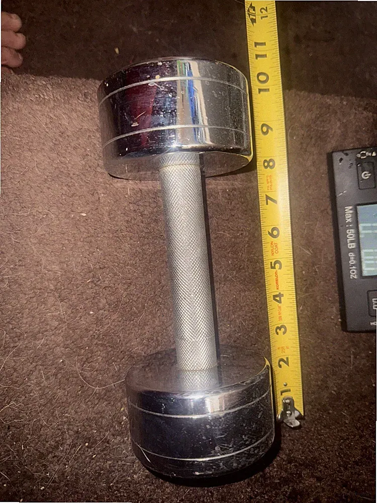 Single Chrome Knurled Grip Dumbbell 12 lbs Hand Weight Vintage Rare Steel Rust