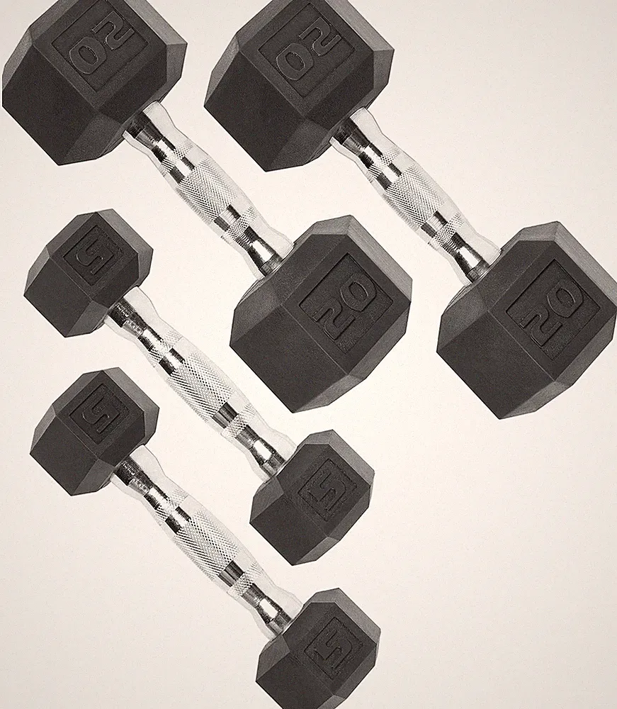 Single Dumbbell 10/12/15/20/25/30/35/40/45/50lb Rubber Coated Hex Dumbbell Black
