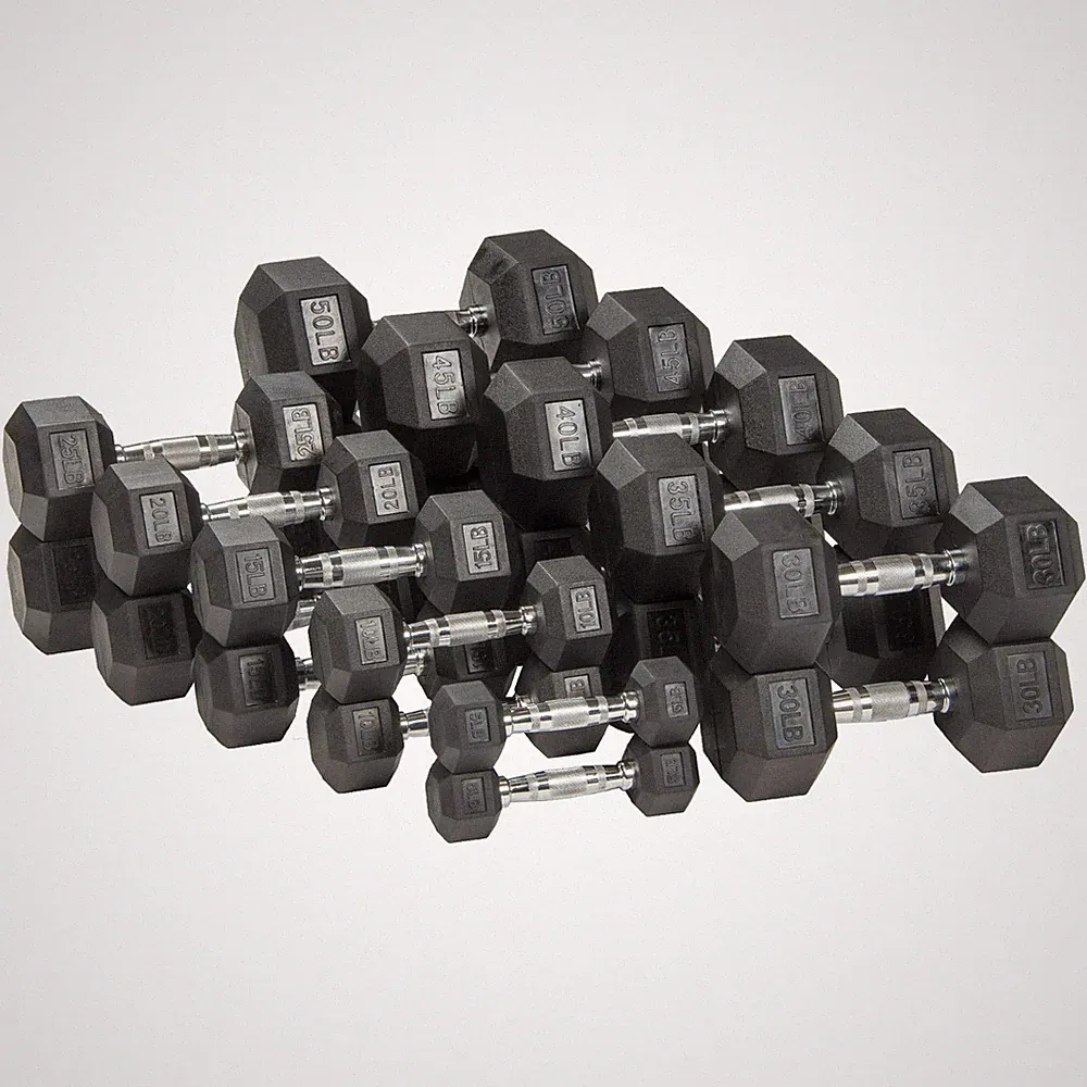 Single Dumbbell Rubber Encased Hex Dumbbell Gym, Each 10/15/25/35/40LBs, Black