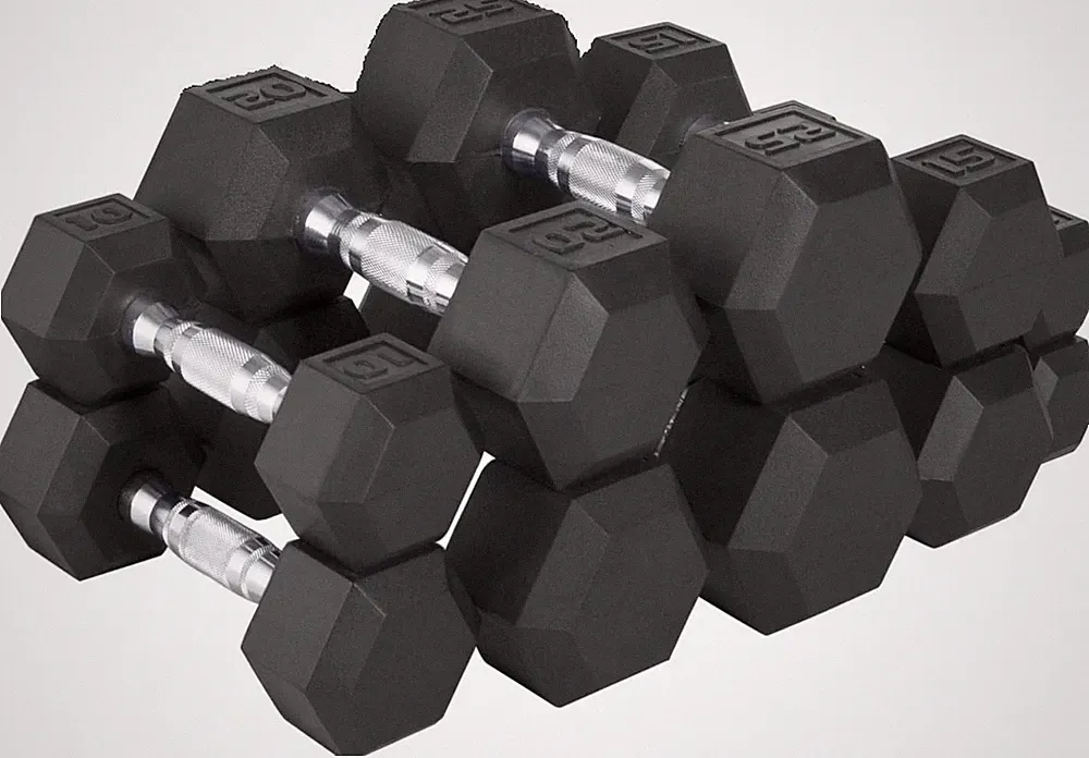 Single Rubber Coated Hex Dumbbell Hand Weight, 10/12/15/20/25/30/35/40/45/50lb