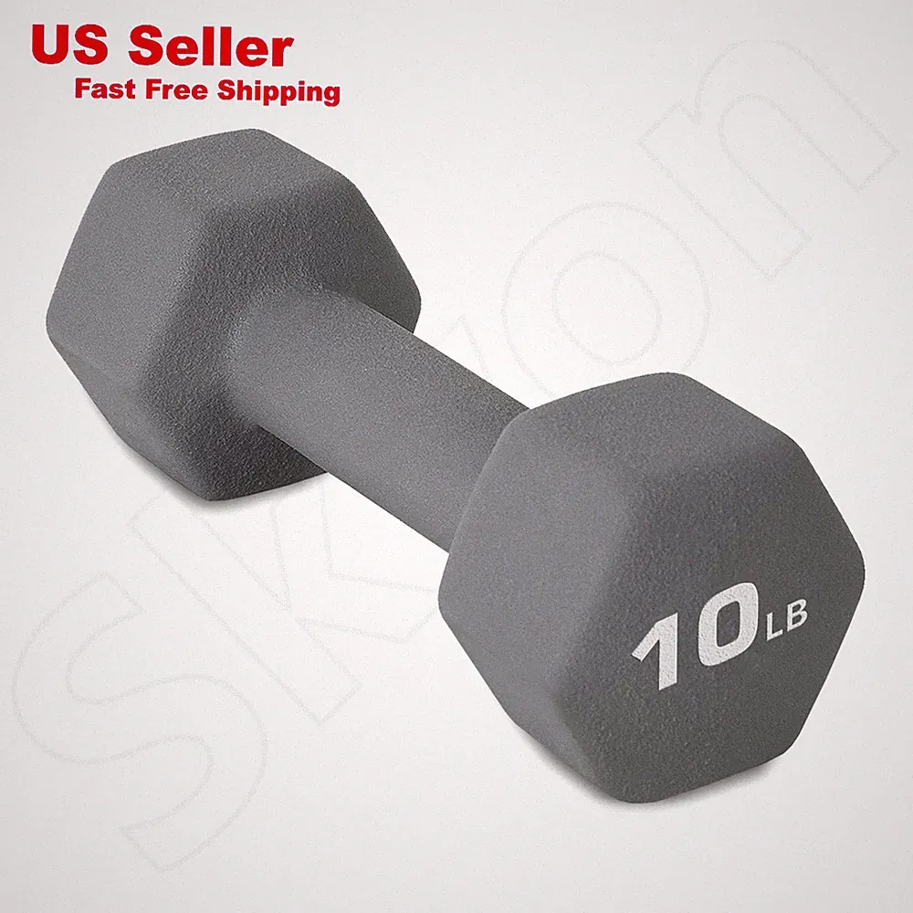 Skyon Barbell Rubber Coated Hex Dumbbell Hand Weight Set Avail 10 lb Single