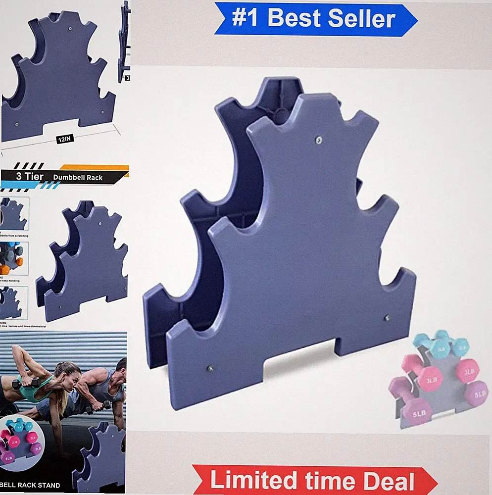 Small Dumbbell Rack 3 Tier Holds Up To 6 Dumbbells Home Gym Storage Stand 11.5