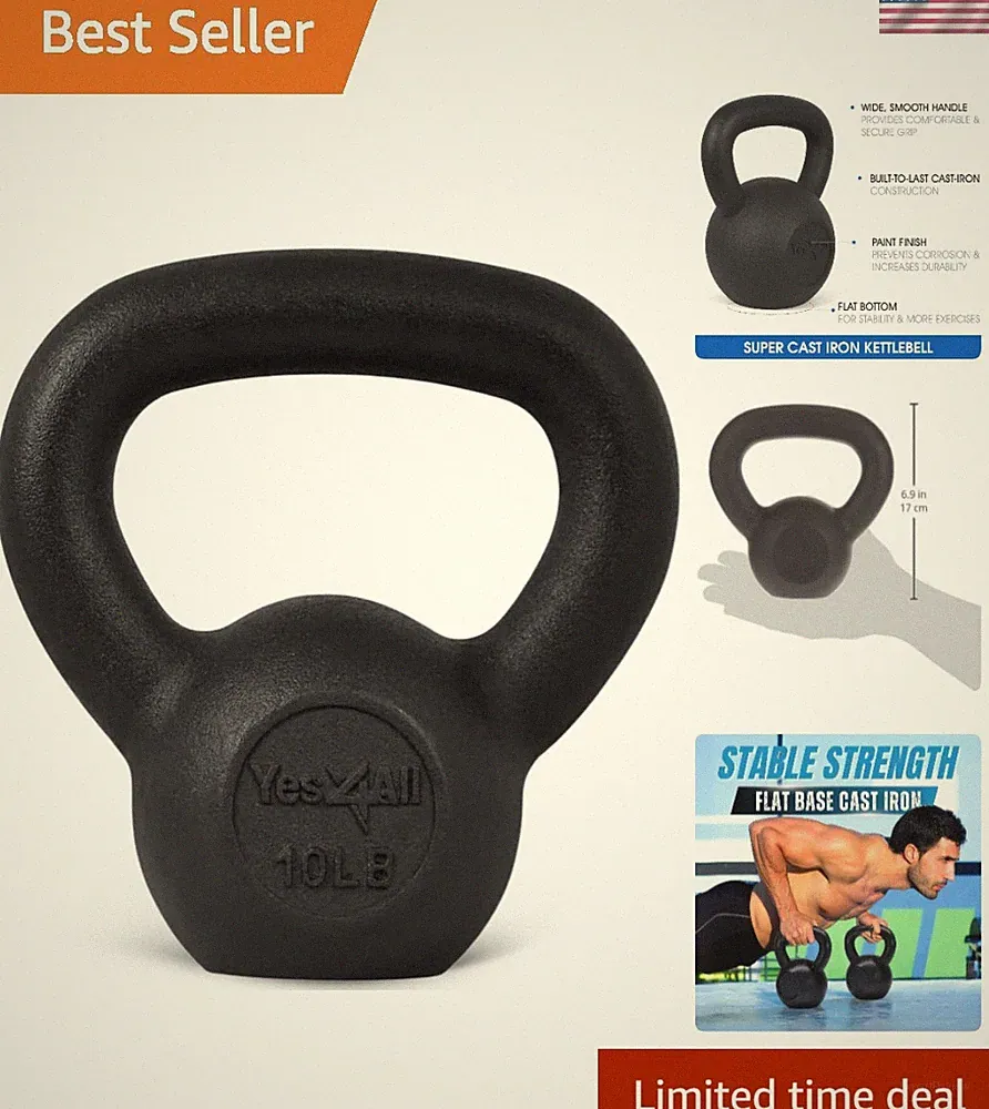 Solid 10 Lbs Cast Iron Kettlebell - Ideal for Core Strength and Conditioning