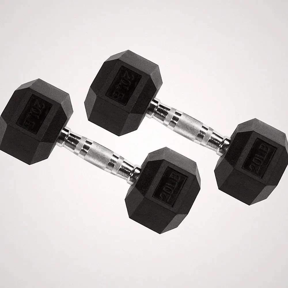 Solid Cast Iron Dumbbells with Rubber Coat