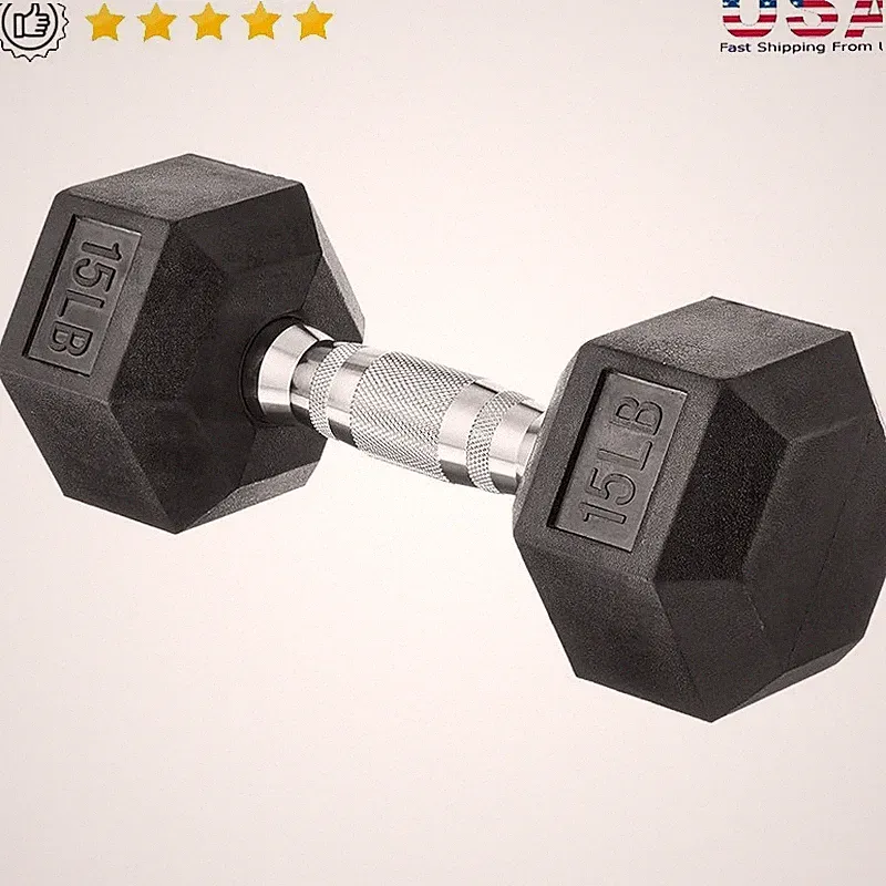 Solid Cast Iron Hex Dumbbell Weight Non-Slip Grip Home Gym Strength Training New