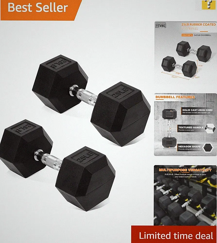 Solid Cast Iron Hex Dumbbells with Non-Slip Handle - Perfect for Muscle Toning