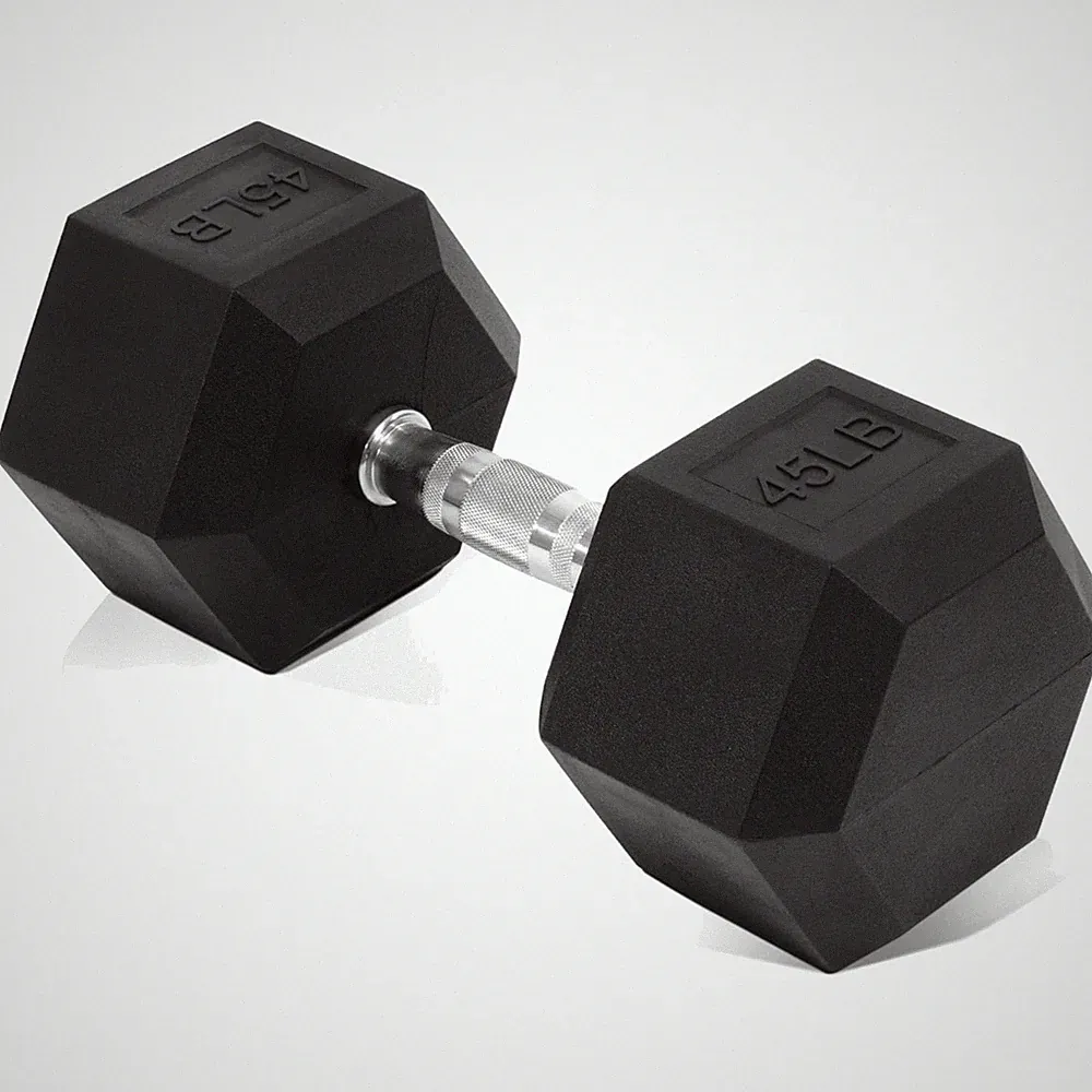Solid Rubber Dumbbell 45lb - Rust Resistant