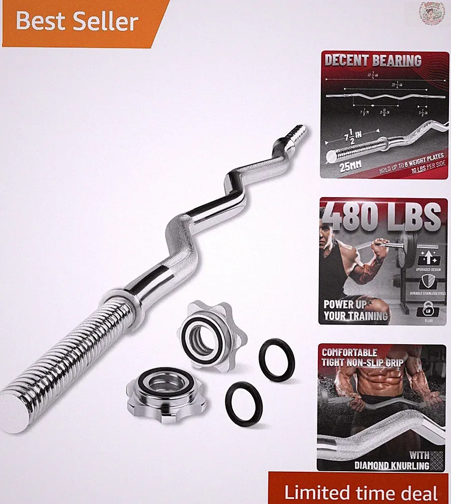 Solid Steel 60” & 47” Barbell Set - Ideal for Squats, Deadlifts, 480 LB Limit