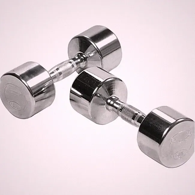 Solid Steel Professional Chrome Dumbbell with Ergo Grip - 20 lbs