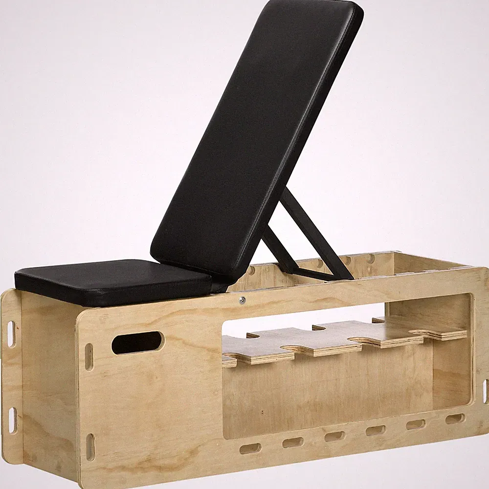 Soozier Wood Incline Weight Bench with Dumbbell Rack and Resistance Bands
