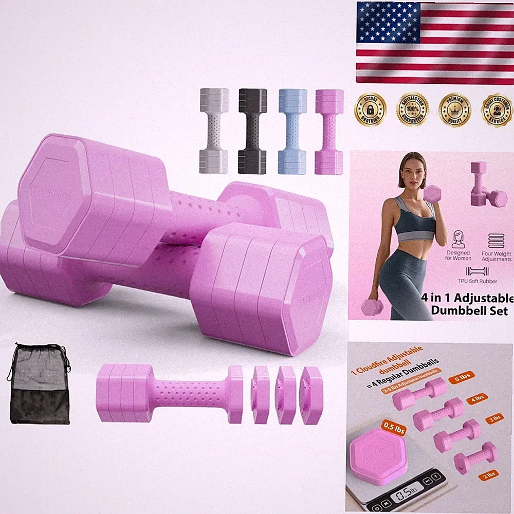 Space-Saving Adjustable Dumbbell Set - 2 to 5 lb Weight Range for Home Training