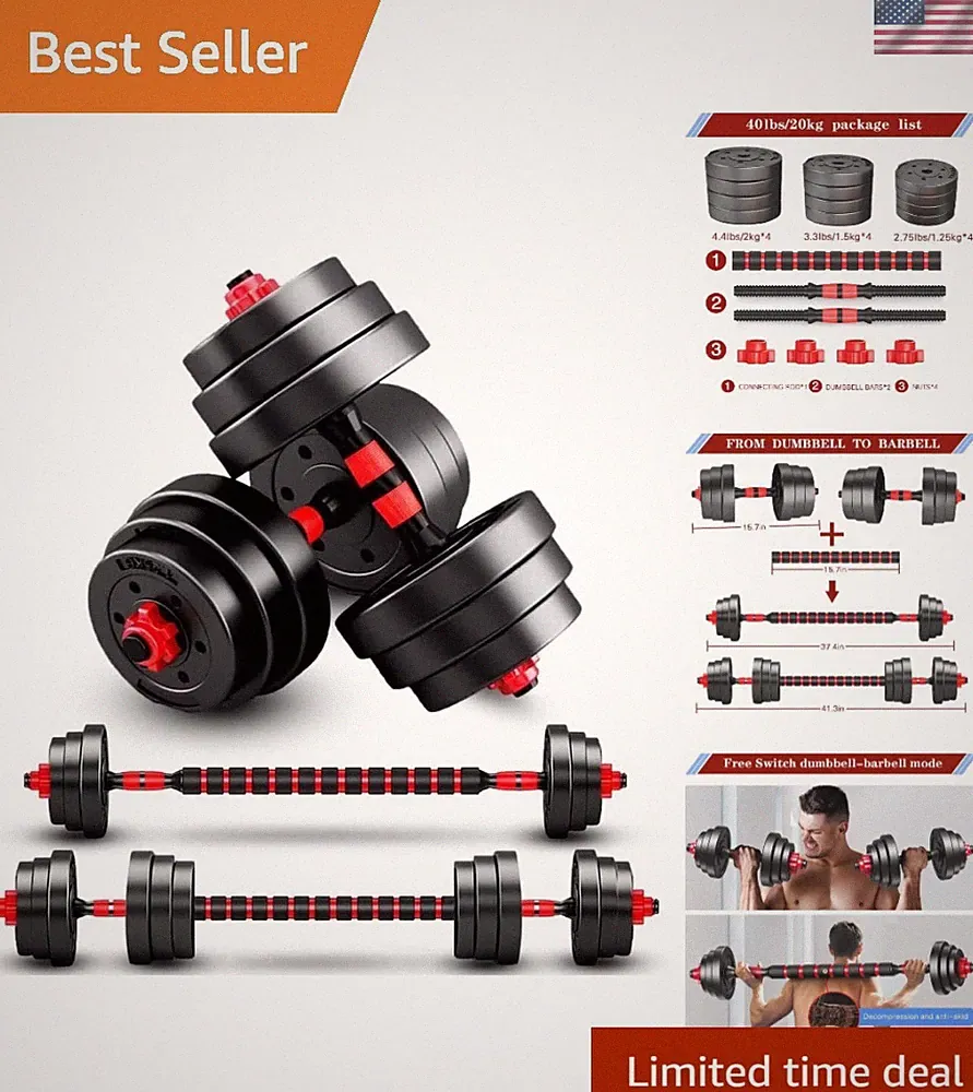 Space-Saving Adjustable Dumbbell Set 40 lbs - Lightweight & Non-slip Design
