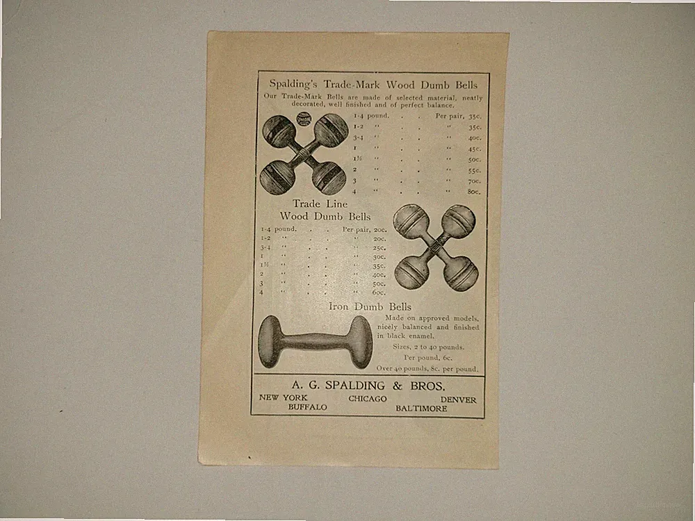 Spalding Wood Dumb Bells Weightlifting Dumbbells 1902 Advertisement