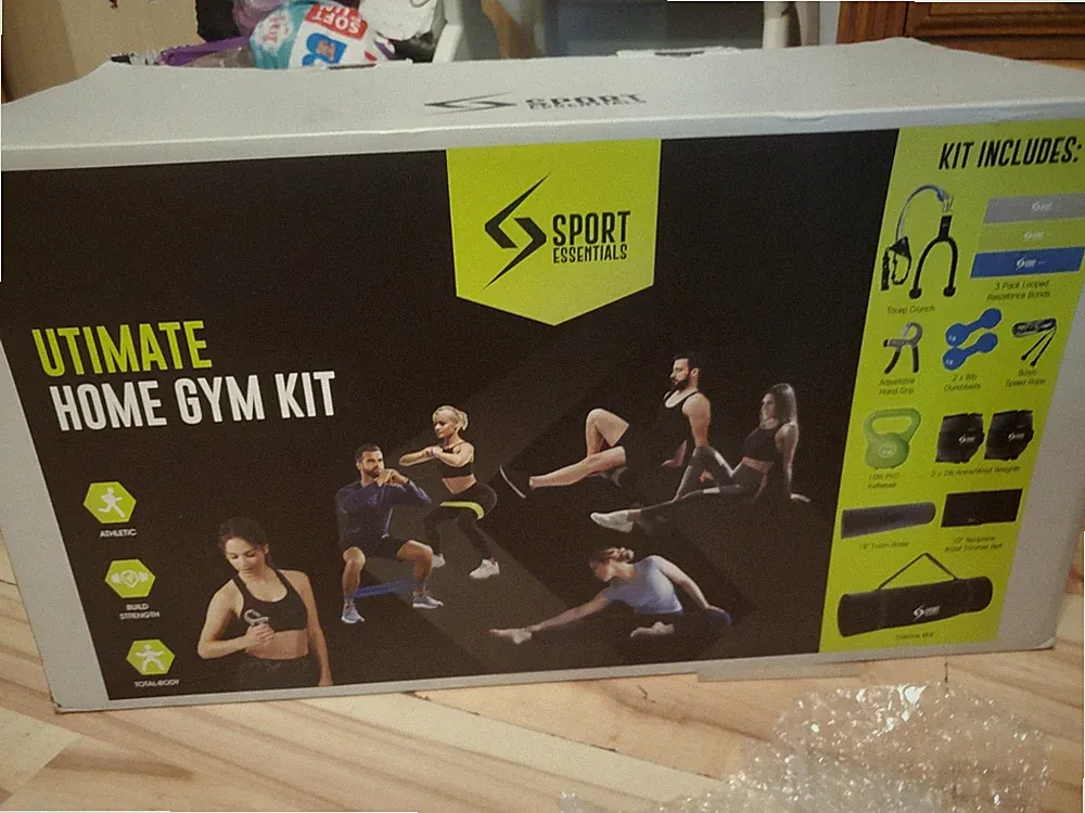 Sport Essentials Adjustable Ergonomic Home Gym Kit 10pc Set Dumbbells Bands Grip