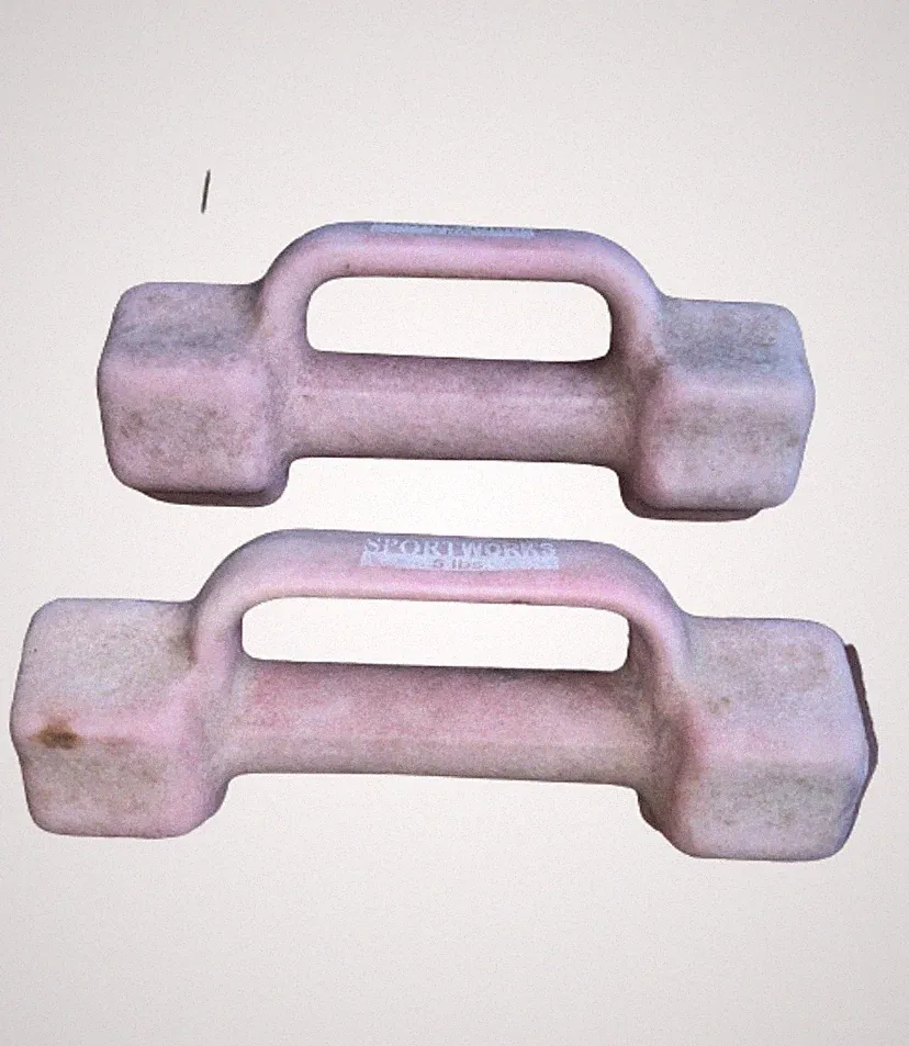 Sport Works Pair Of 5lb Pink Dumbbell Hand Weights Gym Workout Jogging Lot Of 2