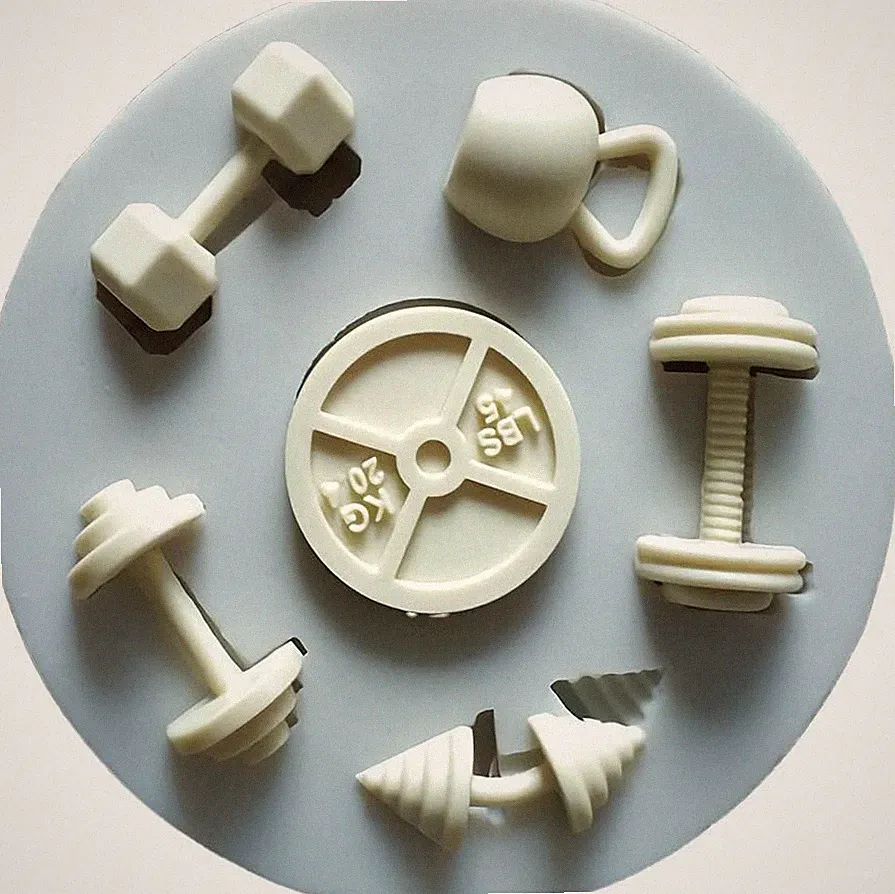 Sports Fitness Workout Exercise Dumbbell Silicone Fondant Mold Sugar Craft Gumpa