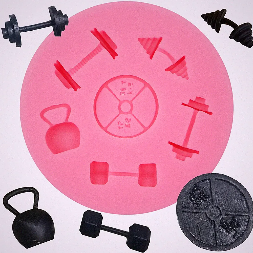 Sports Fitness Workout Exercise Dumbbell Silicone Molds Dumbbell Weight Choco...