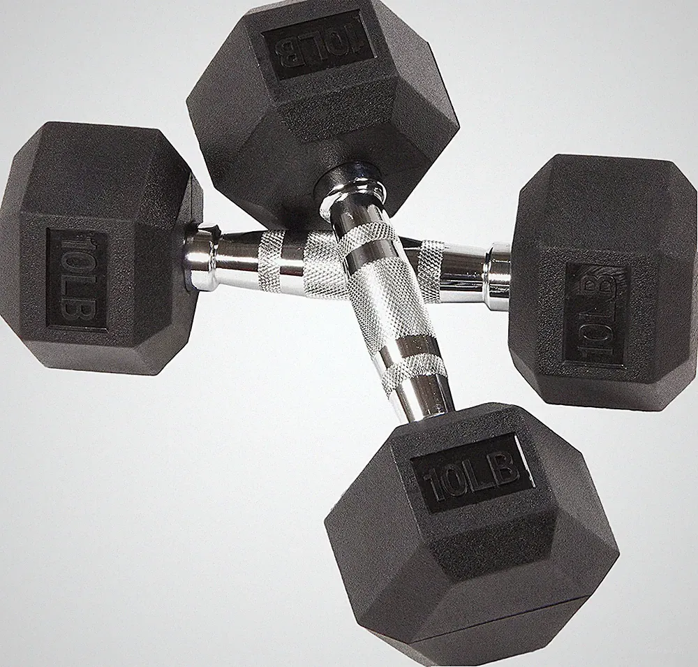 Sporzon! Rubber Encased Hex Dumbbell in Pairs or Singles