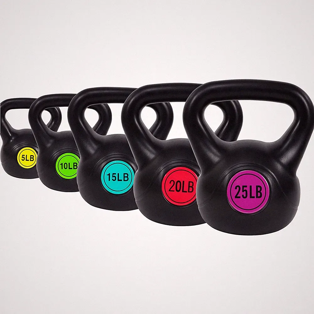 Sporzon! Wide Grip Kettle Bell Strength Training Weight Set, 5, 10, 15, 20, 25lb