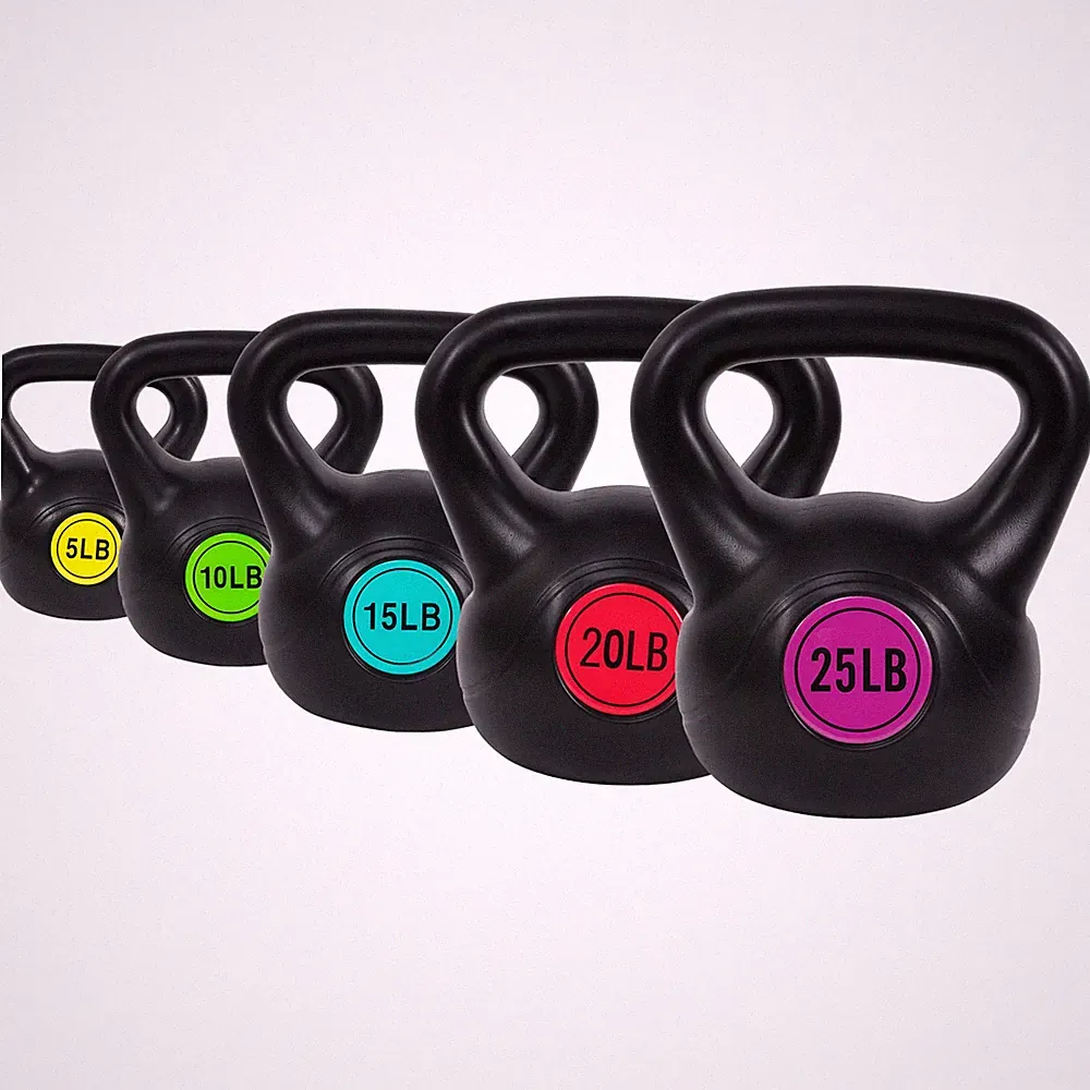 Sporzon! Wide Grip Kettle Bell Strength Training Weight Set, 5, 10, 15, 20, 25lb