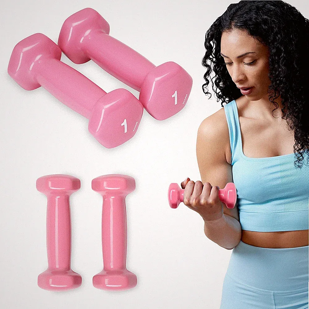 SPRI Dumbbells Hand Weights Set of 2 - Vinyl Coated Exercise & Fitness Dumbbe...