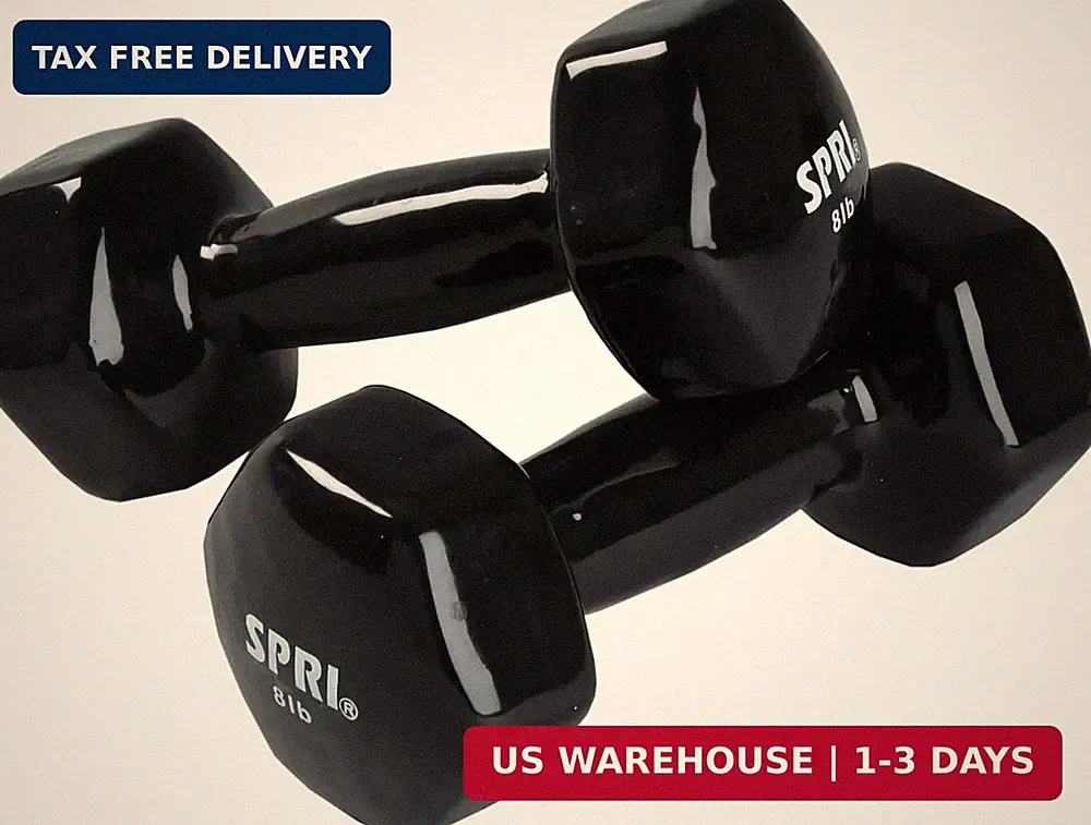 SPRI Dumbbells Hand Weights Set of 2 - Vinyl Coated Exercise & Fitness Dumbbell