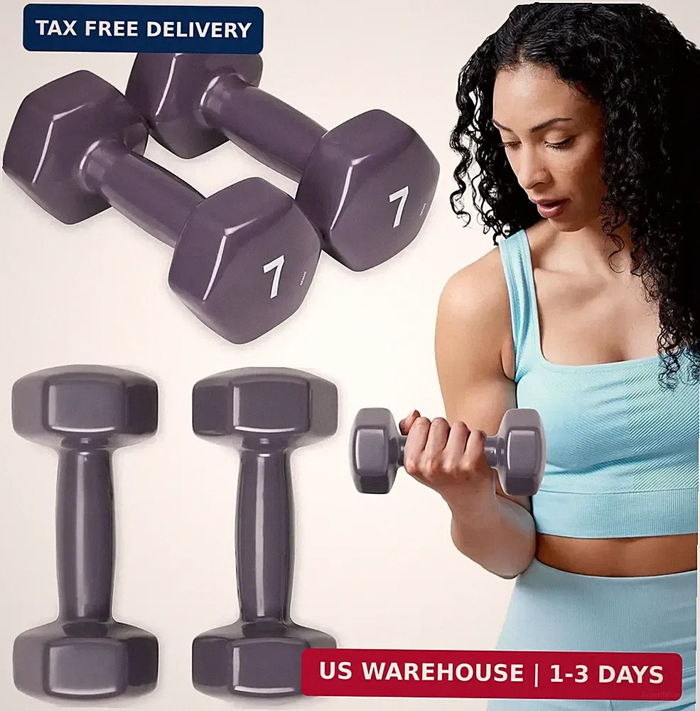 SPRI Dumbbells Hand Weights Set of 2 - Vinyl Coated Exercise & Fitness Dumbbell