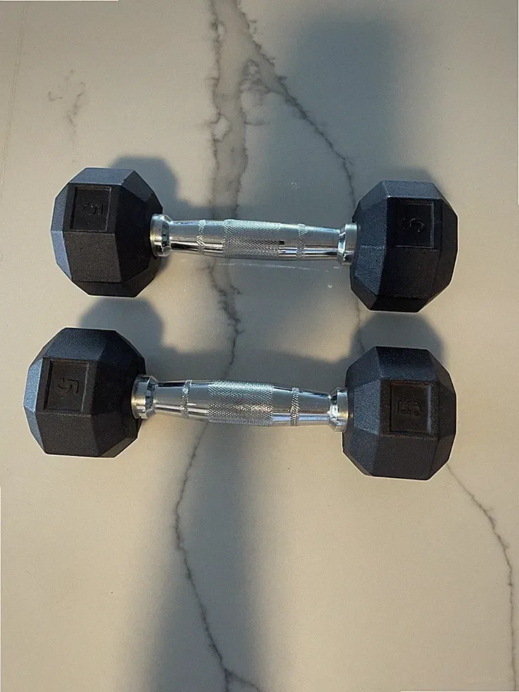 SPRI Ignite Chrome Hex Dumbbell (5 lbs, Black)