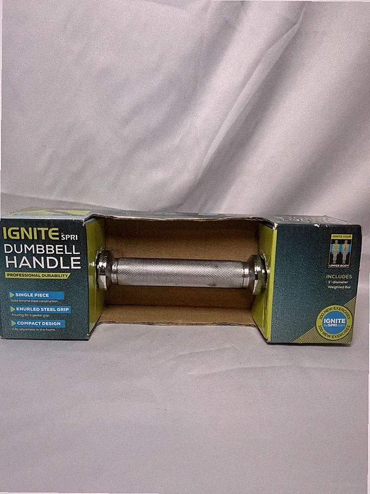 Spri Ignite Pro Knurled Steel Dumbbell Handle 1" Diameter Weighted Bar