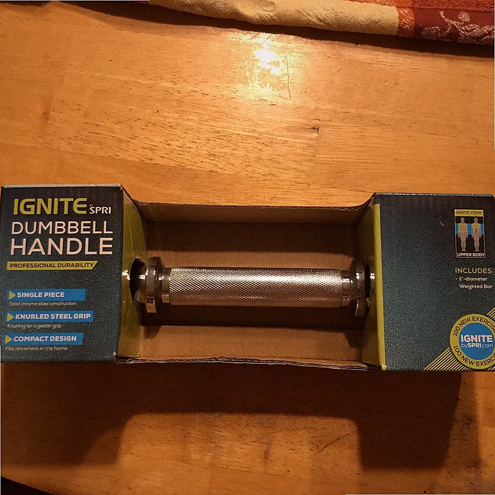 Spri Ignite Pro Knurled Steel Dumbbell Handle1” for Weight Plate Home Gym. E