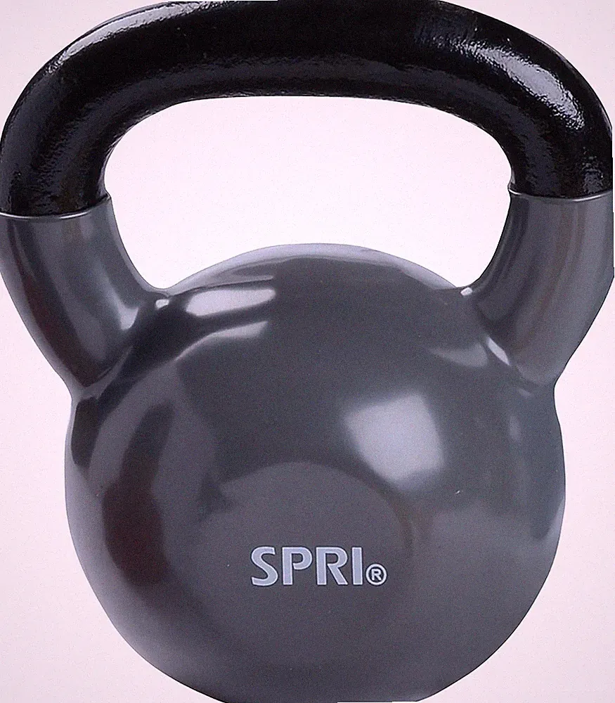 SPRI Kettlebell Weights Deluxe Cast Iron Vinyl Coated Comfort Gri