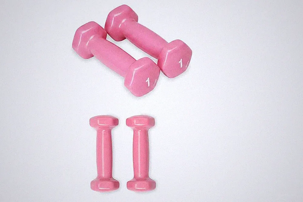 Spri Vinyl Coated Dumbbells 1 lb Pair Pink Hand Weights