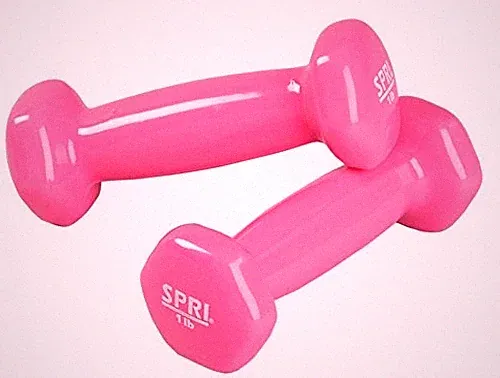 SPRI Vinyl Dumbbells, Set of 2, 1-Pound (Pink)