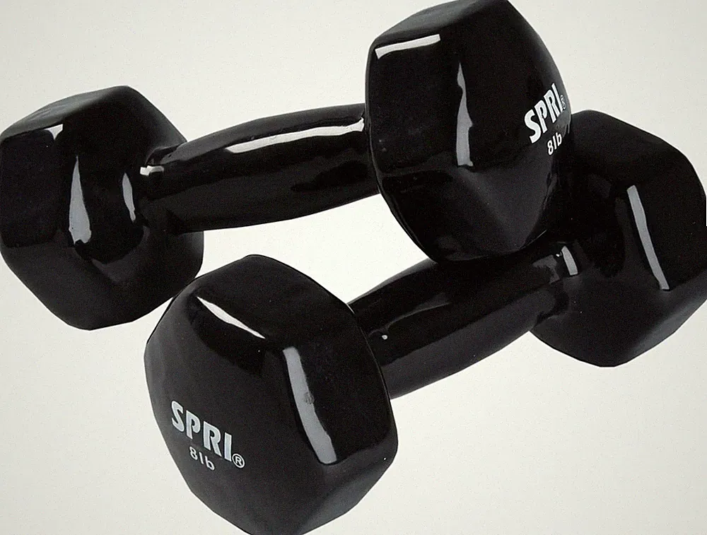 SPRI Vinyl Dumbbells Set of 2 - Home Gym Weights for Strength Training