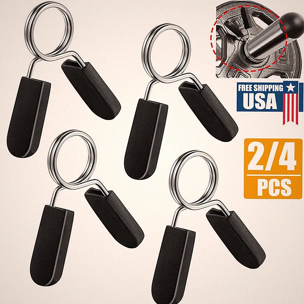 Spring Clip Collars for Smooth Dumbbell Handle or Standard Weightlifting Barbell