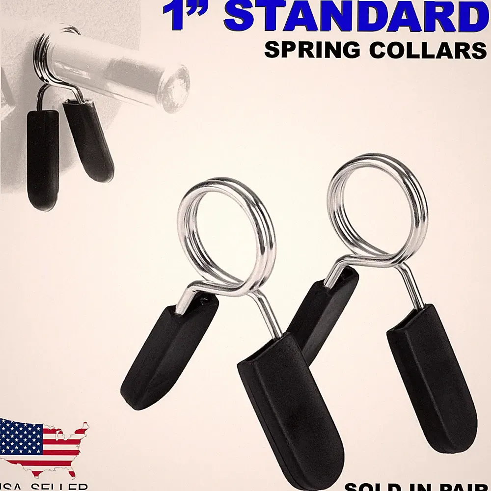 Spring Clip Collars for Weight Dumbbell Handles, Standard 1-Inch Pair