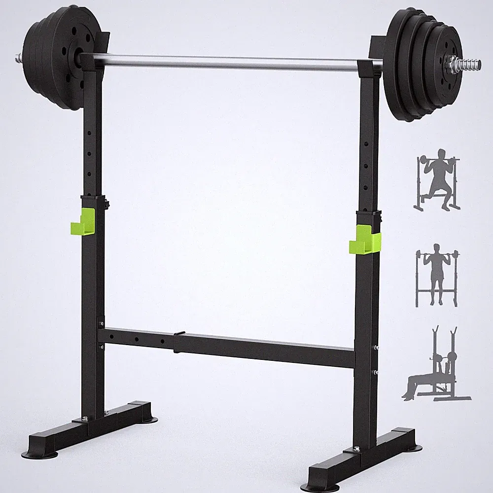 Squat Rack, HeightAdjustable Dumbbell Rack for Home Gym, MultiFunction Barbel...