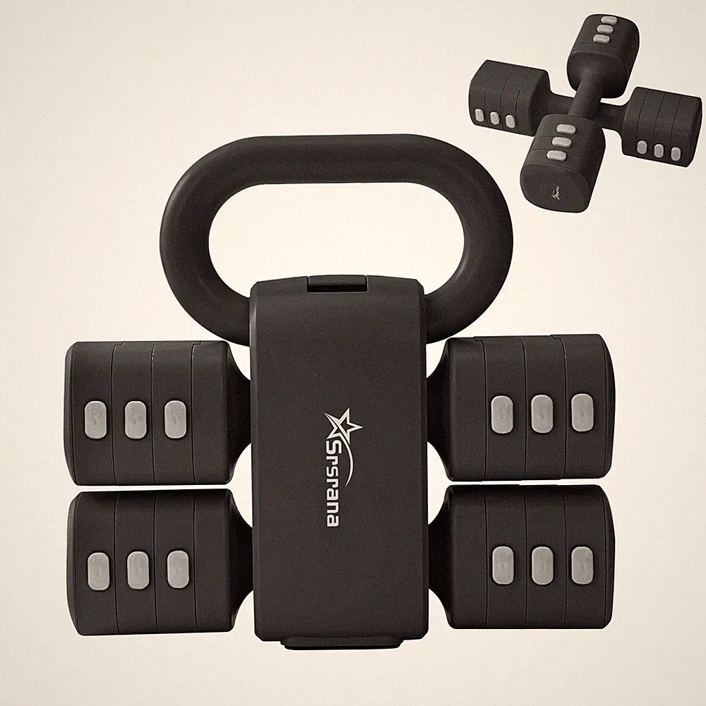 Srsrana 2-in-1 Adj. Quick-Change Dumbbell Kettlebell Set for Women 1.1-12.1lbs