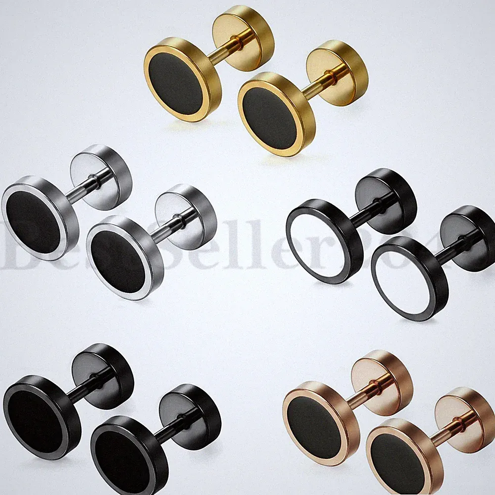 Stainless Steel Dumbbell Barbell Ear Plugs Tunnel Womens Mens Stud Earrings Set