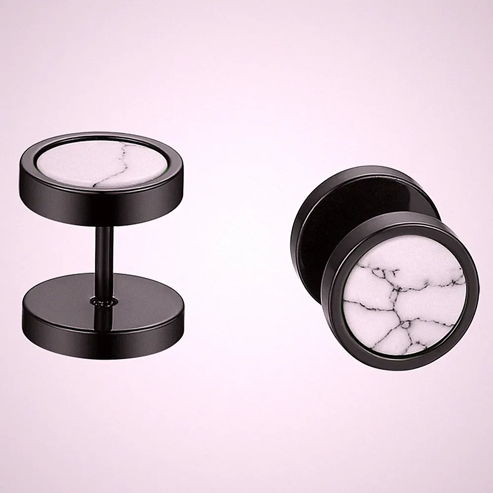 Stainless Steel Men Women Round Barbell Dumbbell Ear Stud Earrings Screw Back