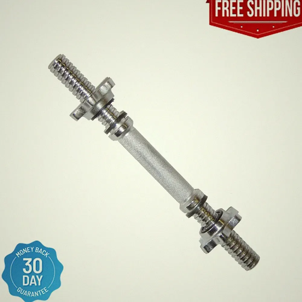 Standard 14" Dumbbell Handle Weight Bar with Collars-CAP Barbell, Single, Silver