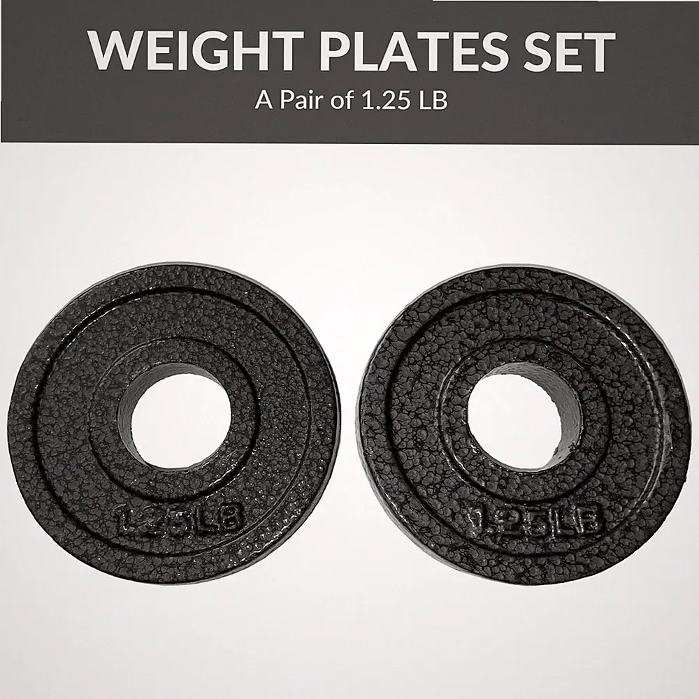 Standard Cast Iron Weight Plates 1 in Black Finish Sold in Pairs Strength Train