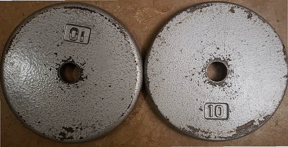 Standard Size Barbell Weights Pair 10 Lb Plates Pancake 20lbs dumbbell
