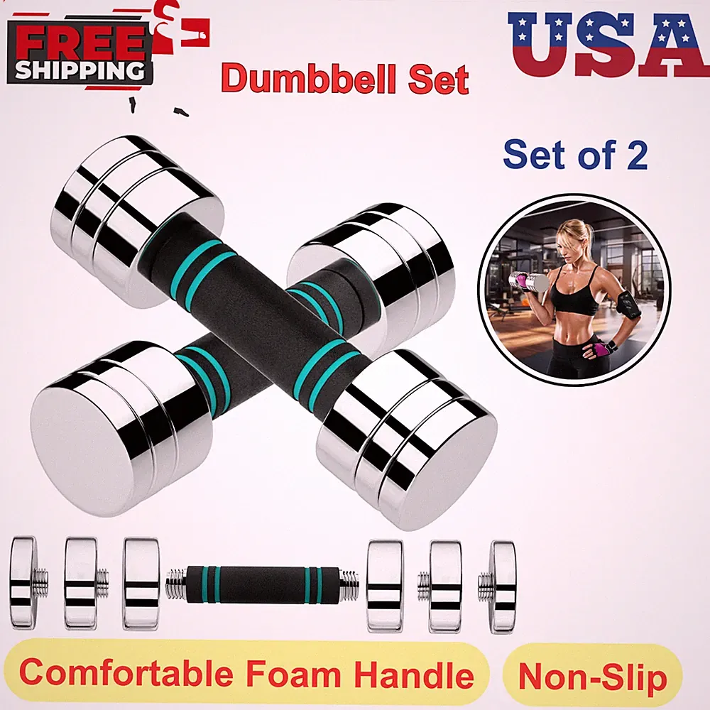 Steel Adjustable Dumbbell Set, 5lbs Free Weights Set of 2 for Home Gym Exercise