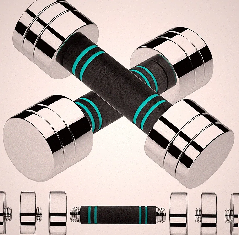 Steel Adjustable Dumbbell Set of 2,5/10/15lb Free Weights Dumbbells Set,Non-Slip