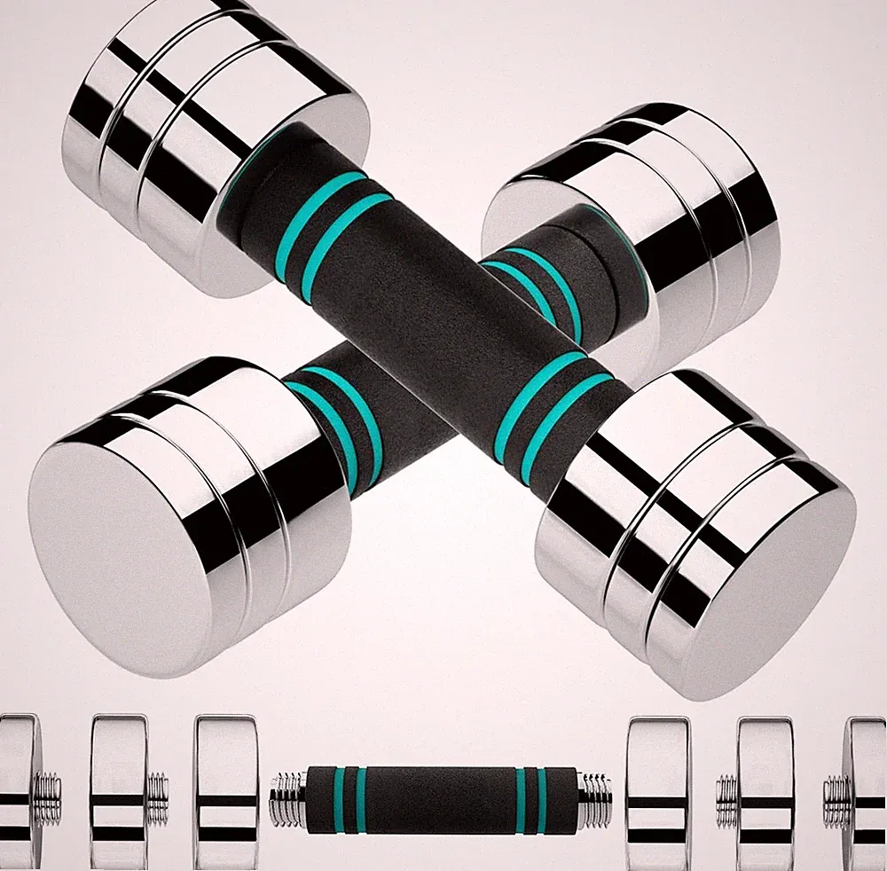 Steel Adjustable Dumbbell Set of 2, Free Weights Dumbbells 5 lbx2