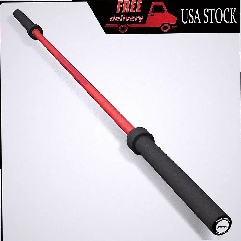 Steel Barbell Bar Olympic for Deadlift Bench Press Strength Training red-black